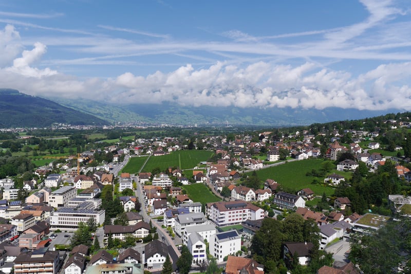 Landscape view over Schaan-Vaduz in Liechtenstein