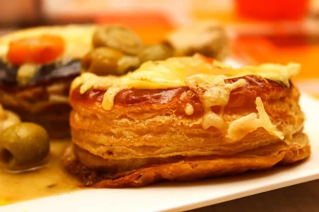 traditional belgian food in brussels: plate of vol au vent
