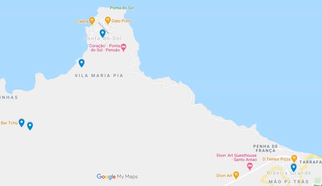 a google map for santo antao ribeira grande fontainhas hike with google map pins