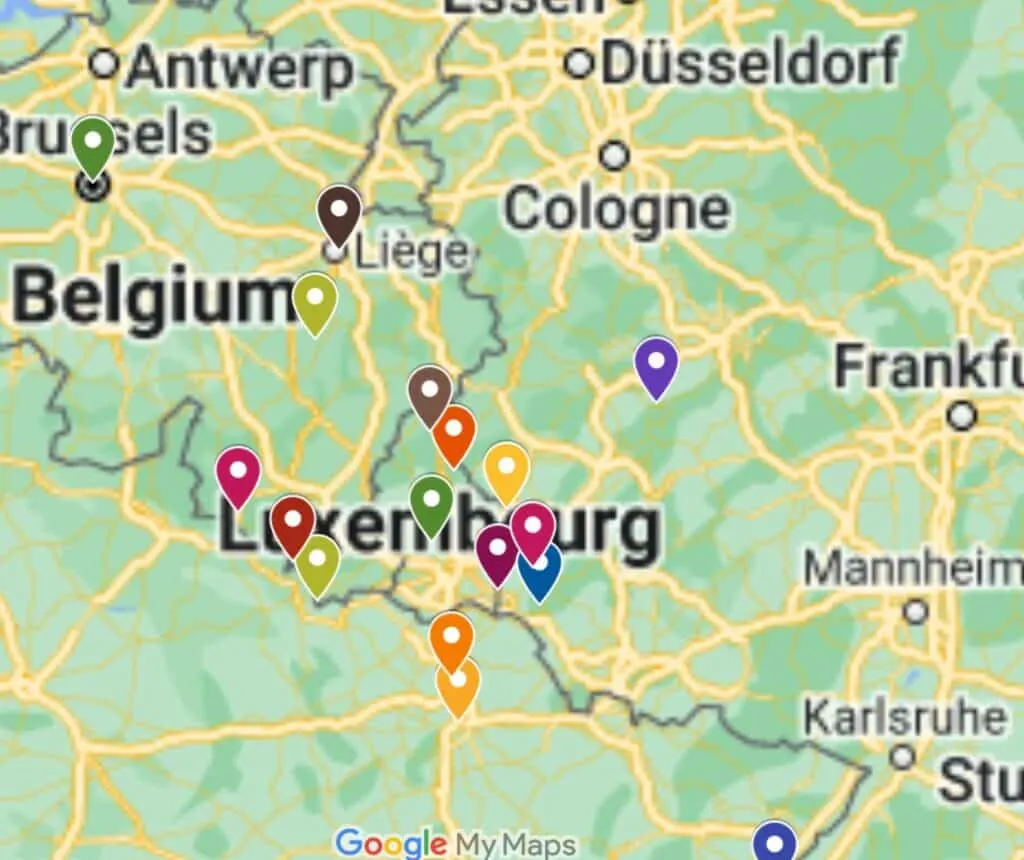 map with the best day trips from luxembourg