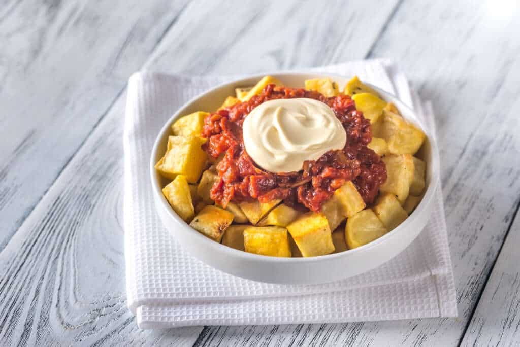 food to try in Madrid, typical food madrid, patatas bravas