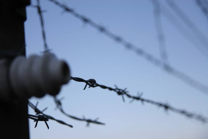 Barbed wire fence in nazi concentration camp