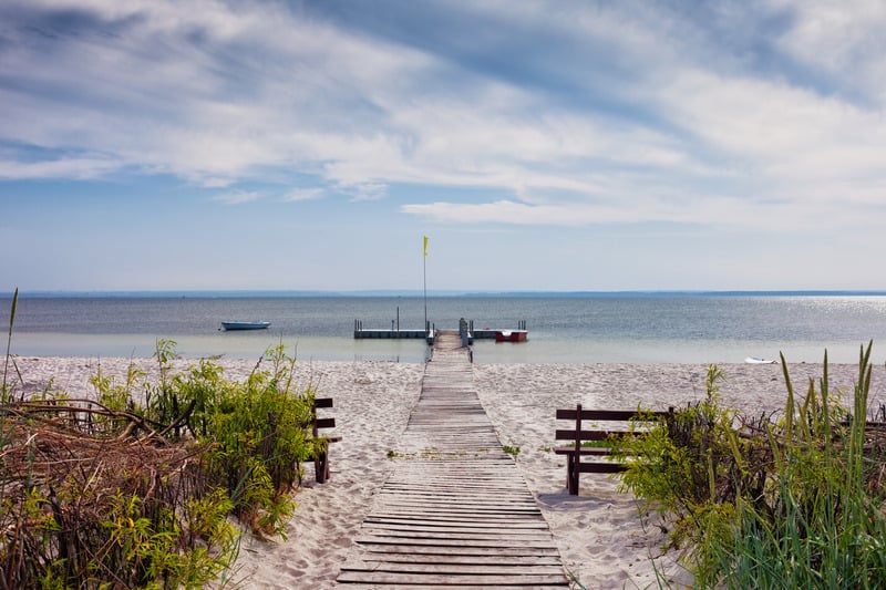 Beach at Baltic Sea bay on Hel Peninsula in Kuznica, Poland