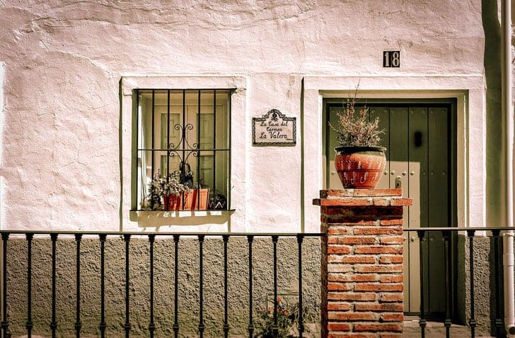 winter accommodation in spain, flowerpot outside of a seville home