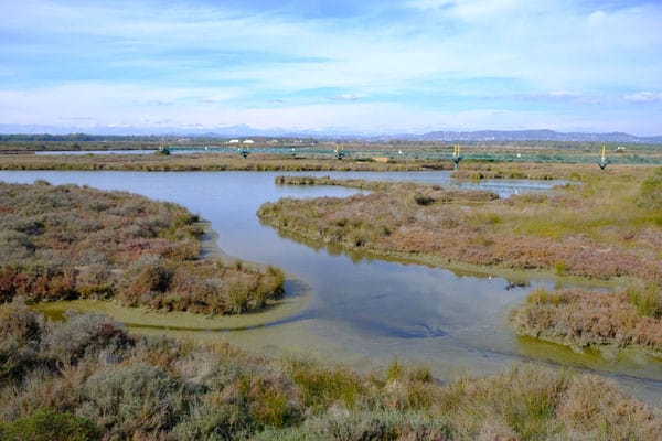 best place in algarve in winter, view over the salt mine at ria formosa