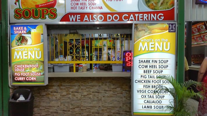 What to eat in Trinidad, menus outside of a Trinidadian restaurant
