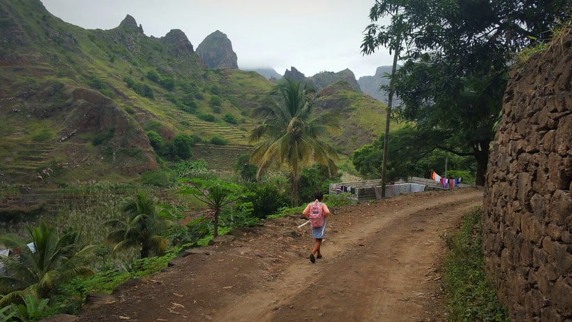 school girl in cape verde, hikin in santo antao