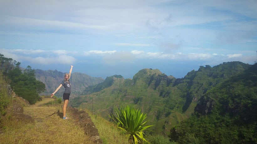 hiking in santo antao view over lush valley in corda