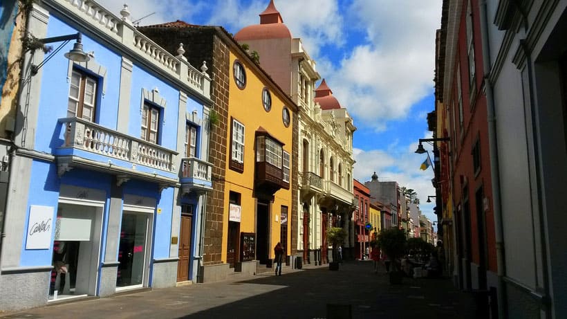 colorful buildings on a street in la laguna