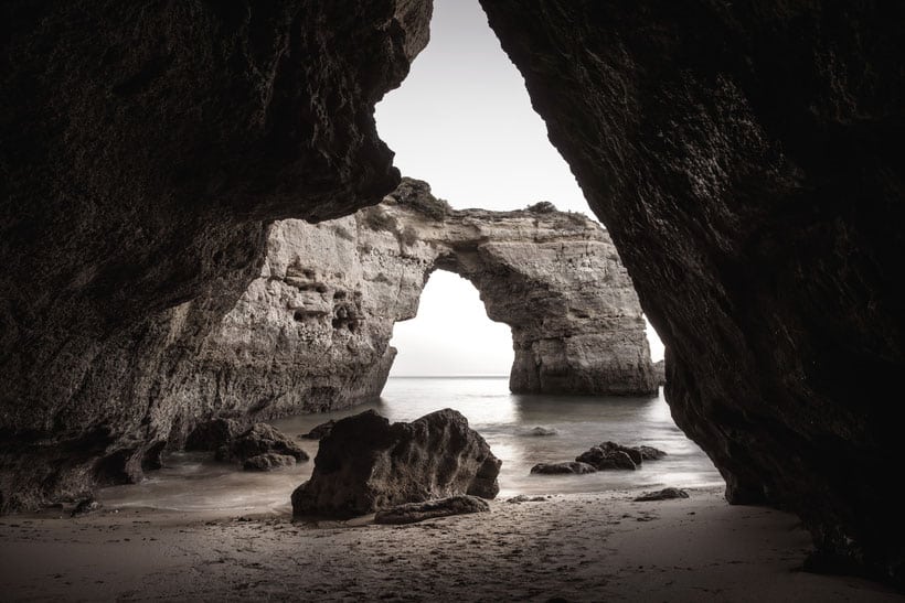what to do in the algarve, inside a beach cave in algarve