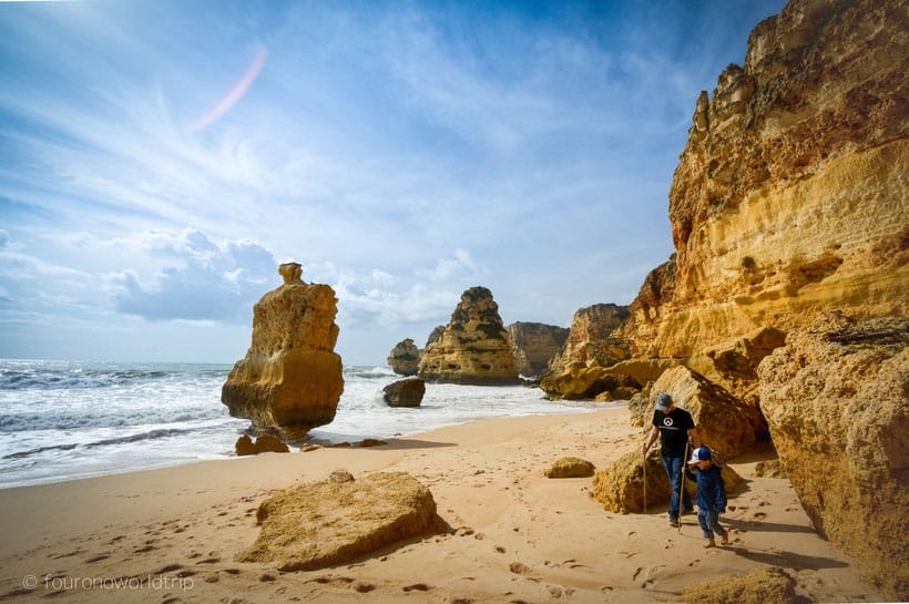 top tourist attractions in algarve, walking along the cliffs of Praia da Marinha Beach