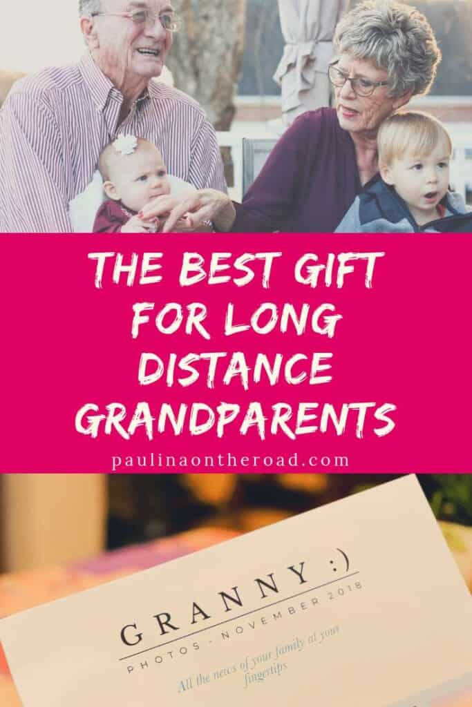 Pinterest pin grandparents gift Looking for a gift for long distance grandparents? Creative gift idea for grandparents that live far away: send them a monthly magazine with your best mobile photos. A cheap picture gift idea for your grandparents!