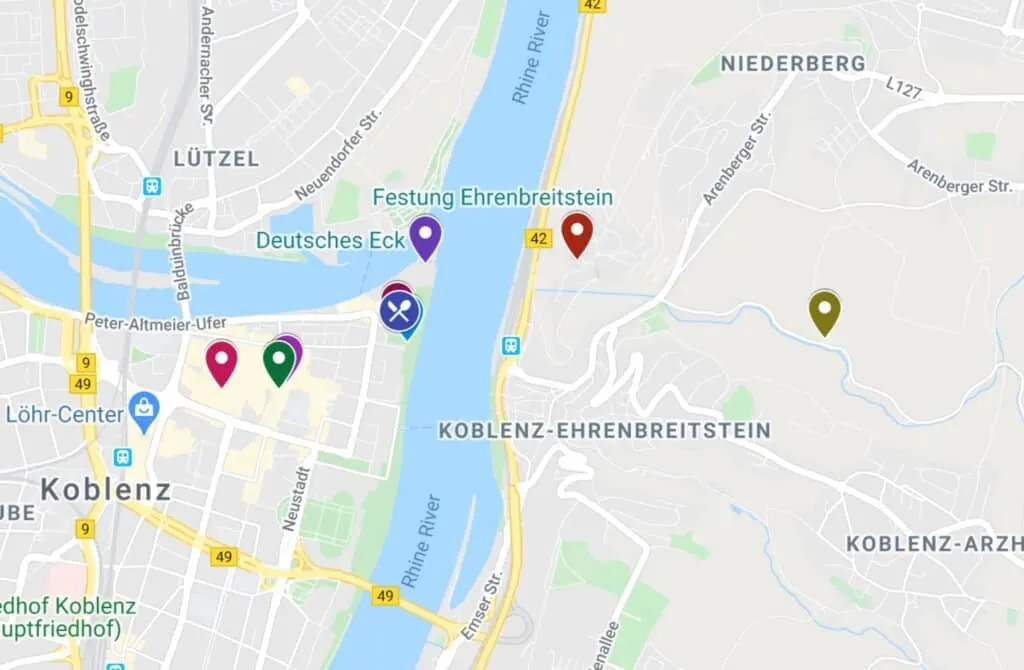 things to do in koblenz map