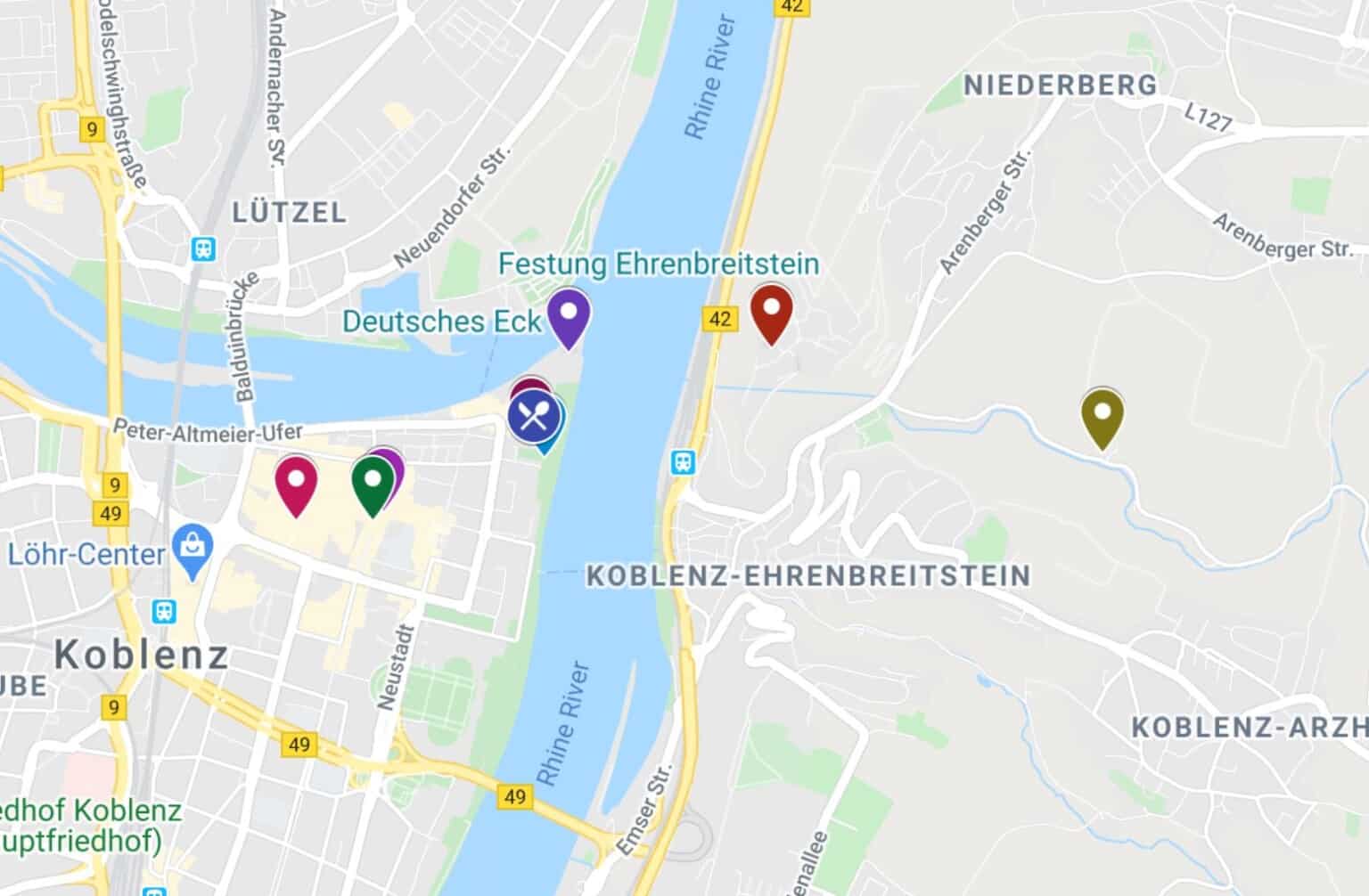 karte von koblenz und umgebung