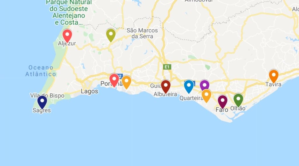 where to stay in algarve map