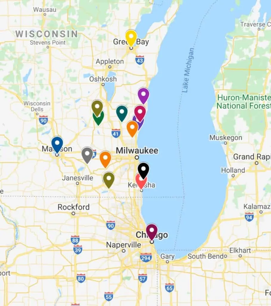 best day trips from milwaukee, map