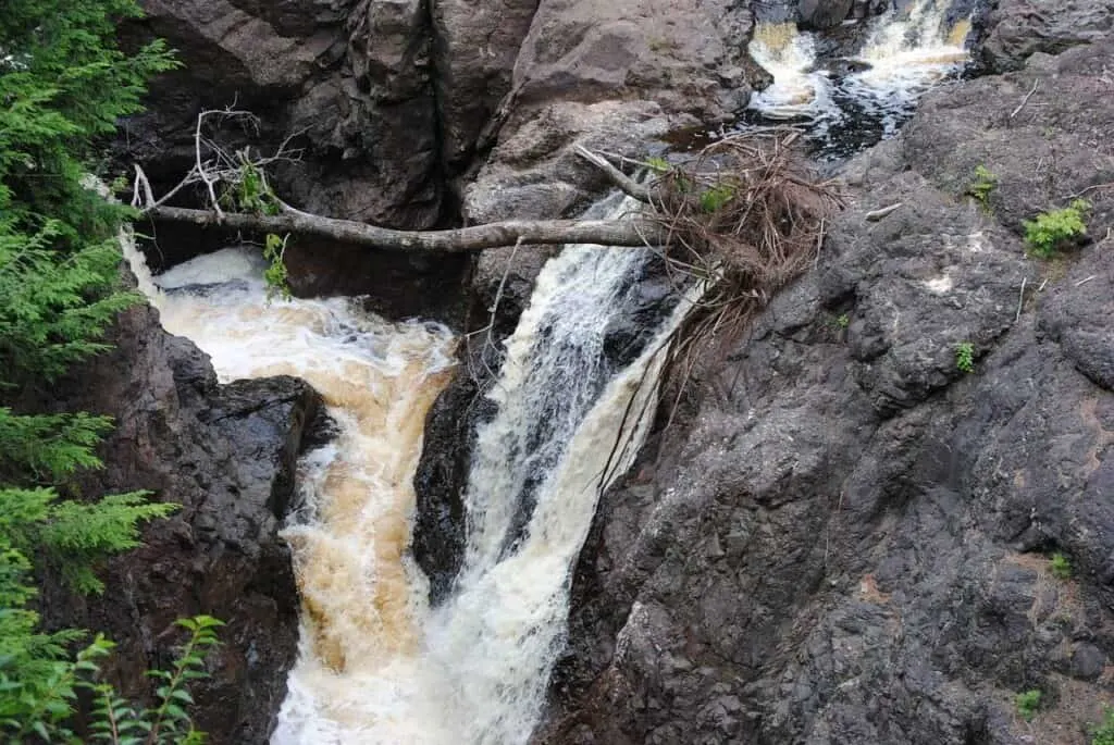 best trails in wisconsin for waterfalls, aerial view of waterfall at cooper falls