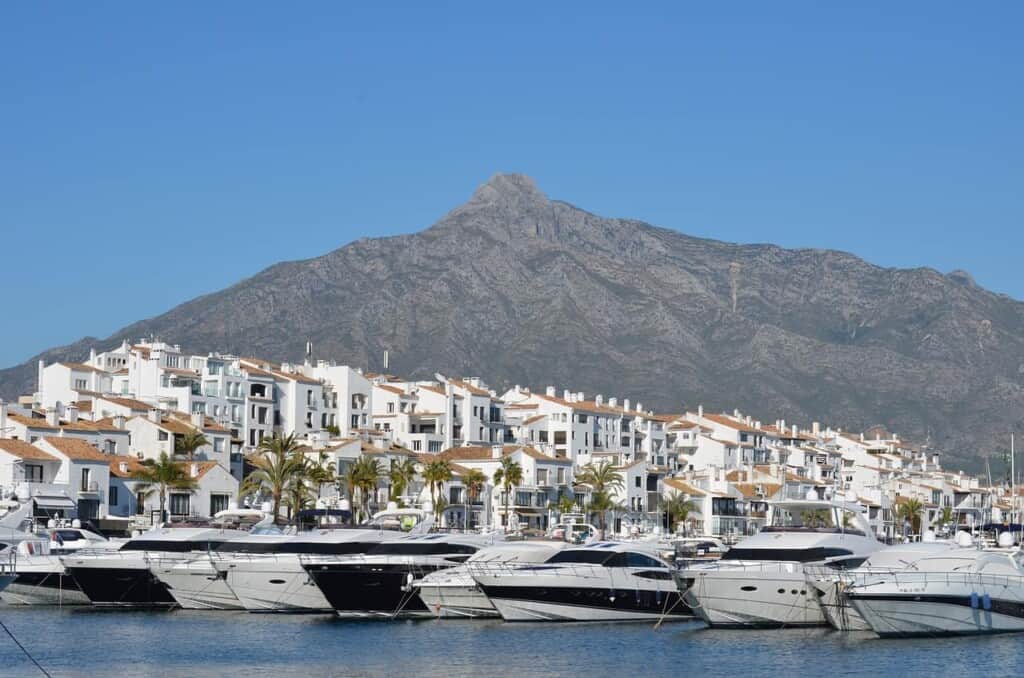 what to visit in marbella, view of puerto banus from the water