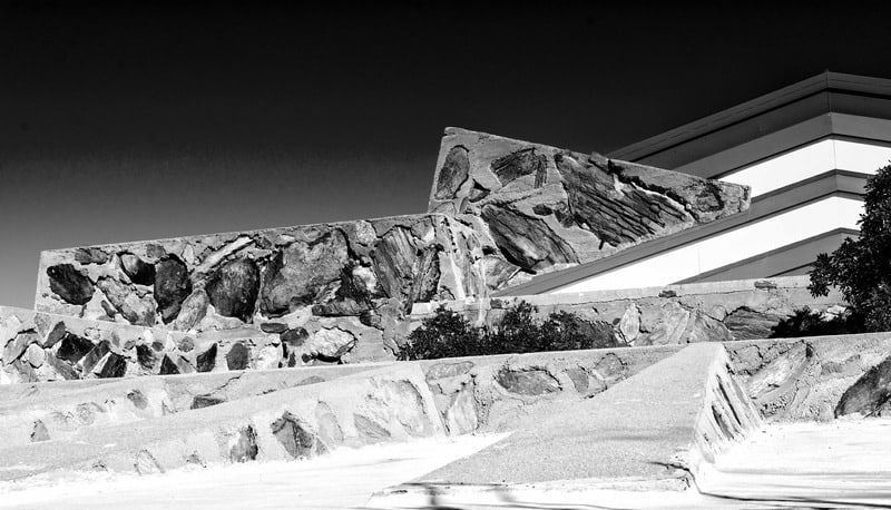 fun places to go in Madison, black and white exterior view of Taliesin