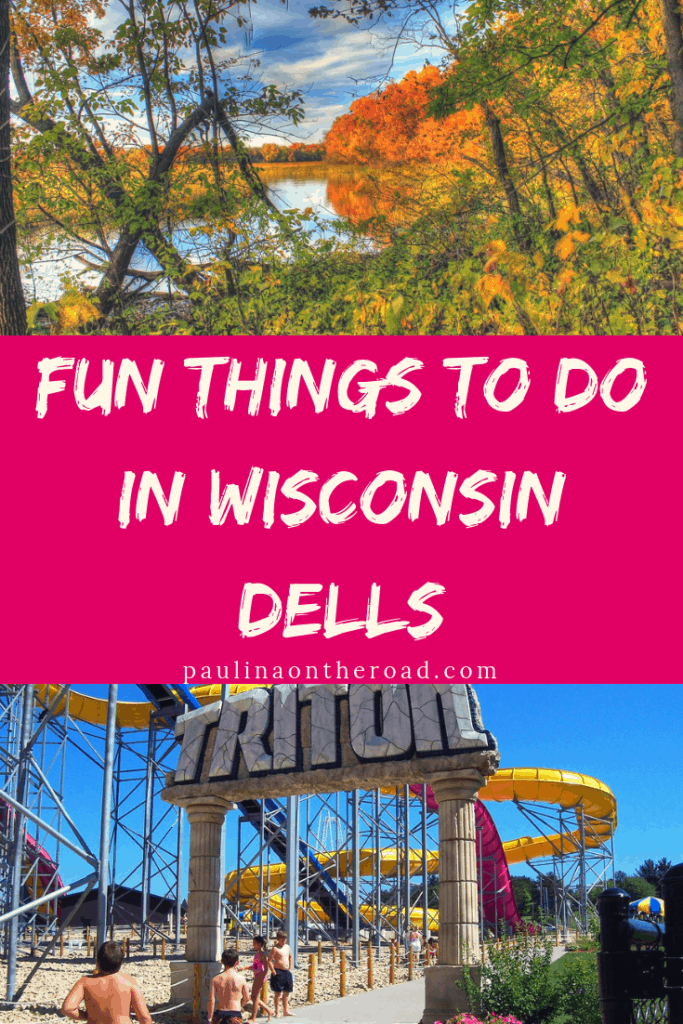 Are you wondering about things to do in Wisconsin Dells? This is the ultimate list of fun things to do in Wisconsin Dells with kids or for adults. From hiking in Wisconsin Dells, visiting an indoor waterpark, or having a romantic dinner in the best restaurants in Wisconsin Dells, this list got you covered for a Wisconsin Dells trip. No wonder it's one of the most popular getaways in Wisconsin. #WisconsinDells #Dells #Wisconsin #Midwest #WisconsinGetaway #TravelUSA #Hiking #WaterPark #Kayaking