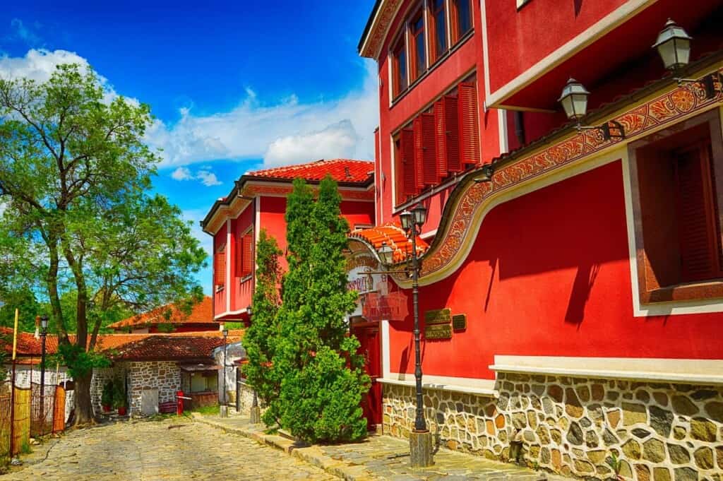 what to do in plovdiv, street in plovdiv bulgaria, travel tips, roman theatre, church, events what to do in plovdiv, street in plovdiv bulgaria, travel tips, revival house