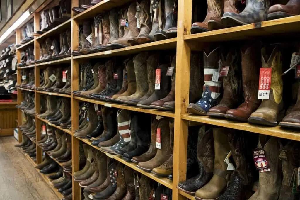 what to do in wisconsin dells, rows and rows of boots for sale