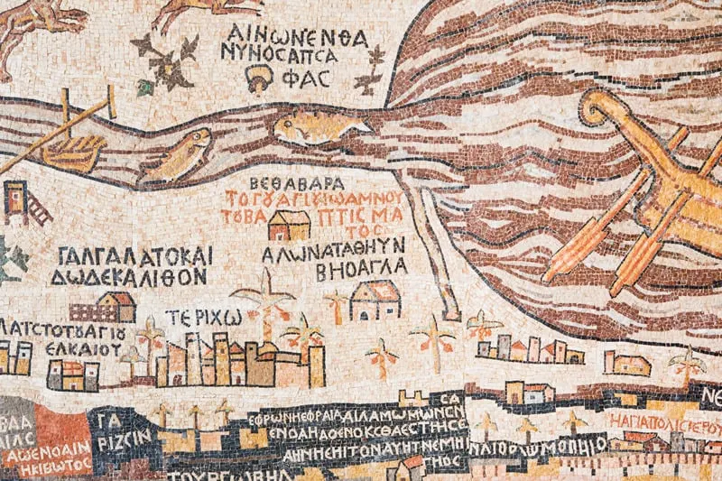 , jordan, amman, mosaic replica of antique Madaba map of Holy Land