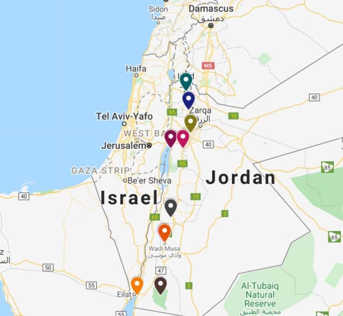 map best hotels in jordan