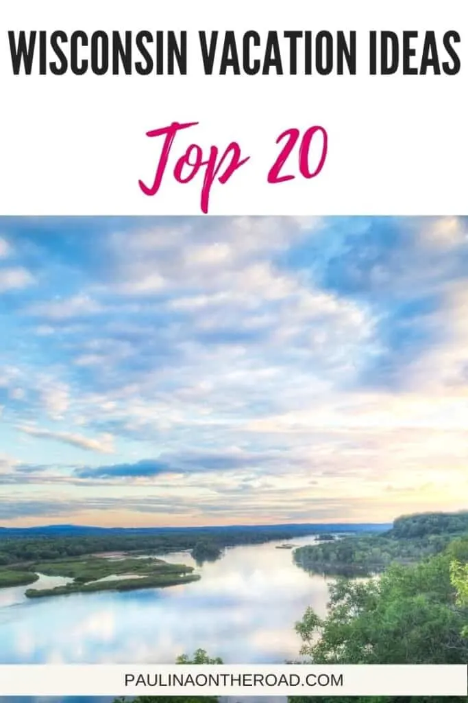 Get inspired for your Wisconsin Holiday with these 20 cool Wisconsin Vacation Ideas including romantic getaways in Wisconsin, vacation day trips from Milwaukee, city trip to Madison or Wisconsin Vacation Ideas with Kids and of course Wisconsin Dells. Of if you love road trips in Wisconsin, or the outdoors, there is a Wisconsin vacation idea for you! Let's hit the road! #wisconsin #usa #vacationideas #milwaukee #madison #lakegeneva #waterfalls #hiking #romanticgetaway #wisconsintrips