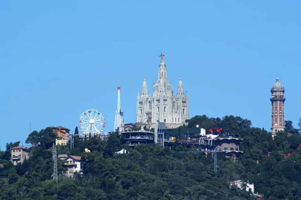 Most famous landmark buildings in Barcelona, view of Tibidabo Cathedra