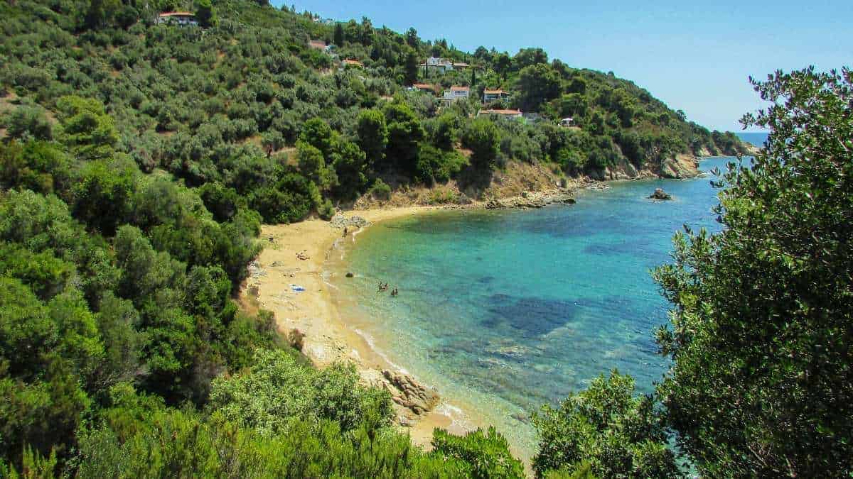 best beaches on skiathos, skiathos beaches, beautiful beaches greece, skiathos beach, watersports, greece travel blog