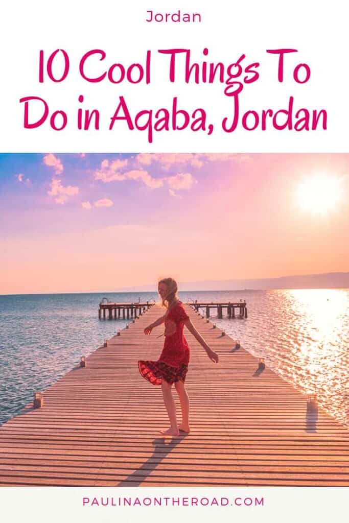 girl in aqaba, jordan at the sunset near the dead sea