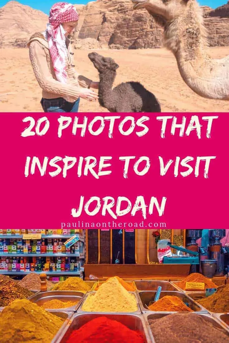 Are You looking for travel inspiration for Jordan? These 20 Photos will give you plenty of wanderlust to visit Jordan asap! #visitjordan #jordan #wadirum #aqaba #amman