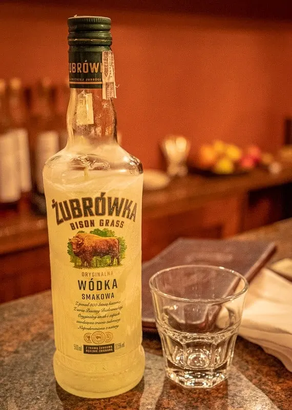 traditional polish foods, famous zubrowka, polish bison grass vodka