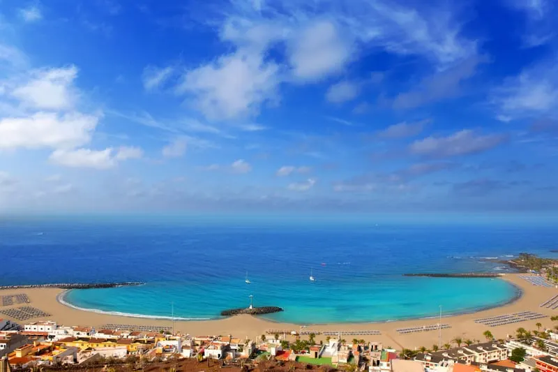 Aerial view Las Vistas beach in Arona south Tenerife
