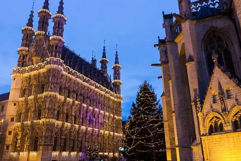 Best Christmas markets in Belgium, Magnificent City Hall of Leuven and St. Peter's Church in Belgium