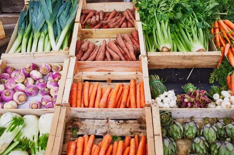 Fresh healthy bio fruits and vegetables on farmer agricultural market, Madison,  wisconsin