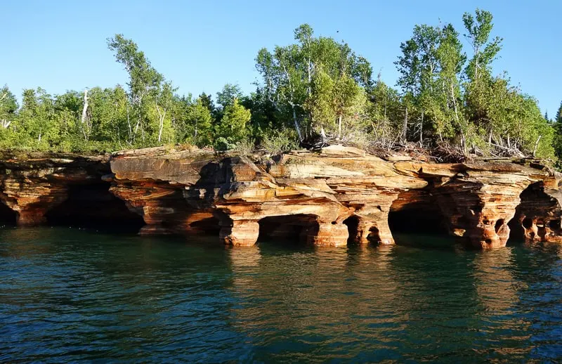 trees above a Sea caves along the Apostle Islands of Lake Superior