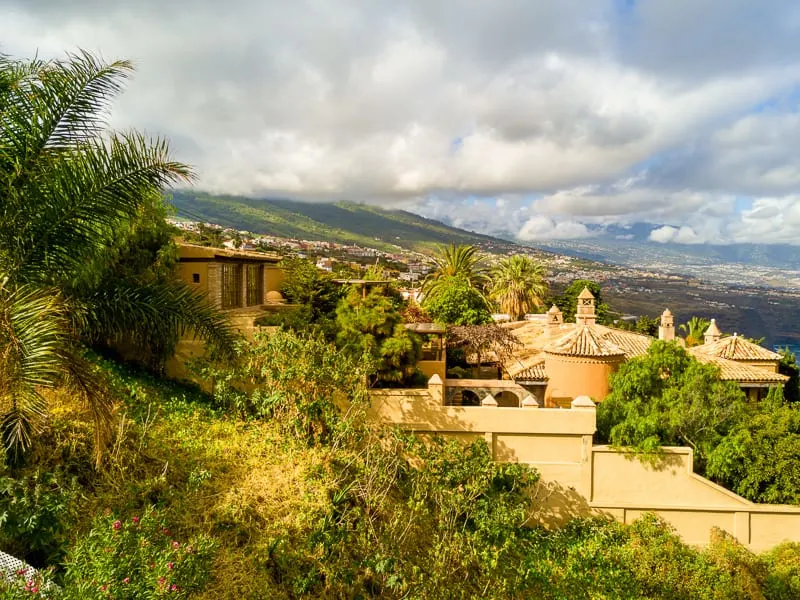 Luxury villas and houses on the cliff on Tenerife island by the ocean