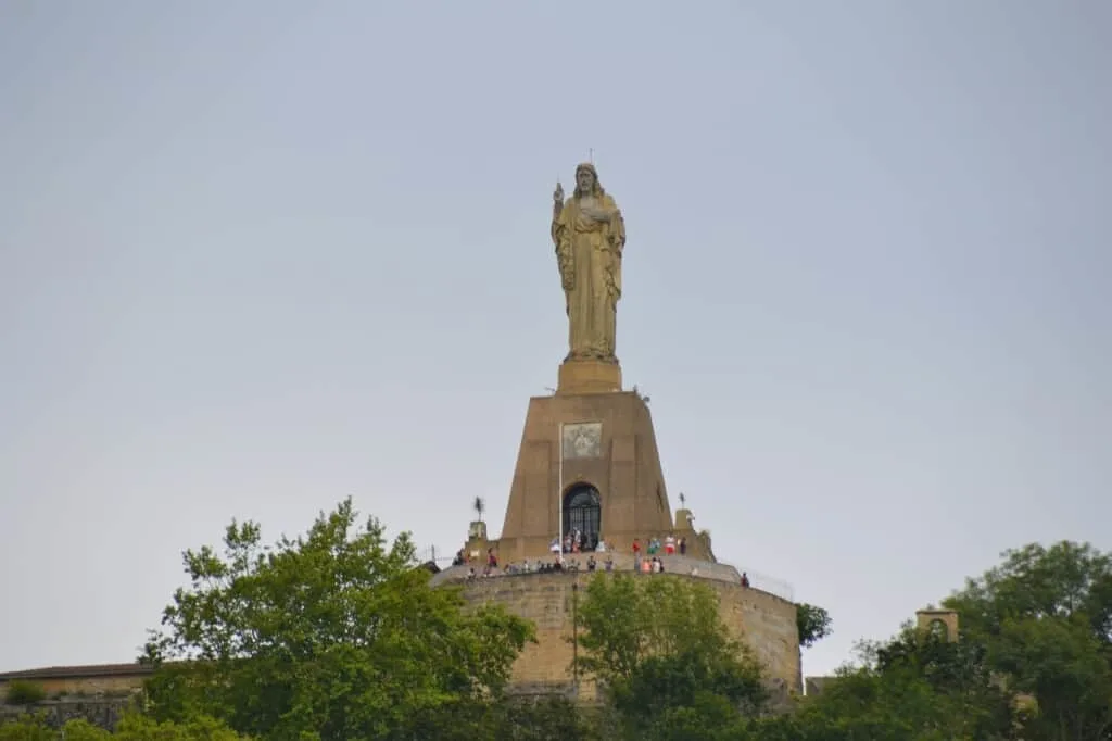 statue in san sebastian, spain standing on monte igueldo