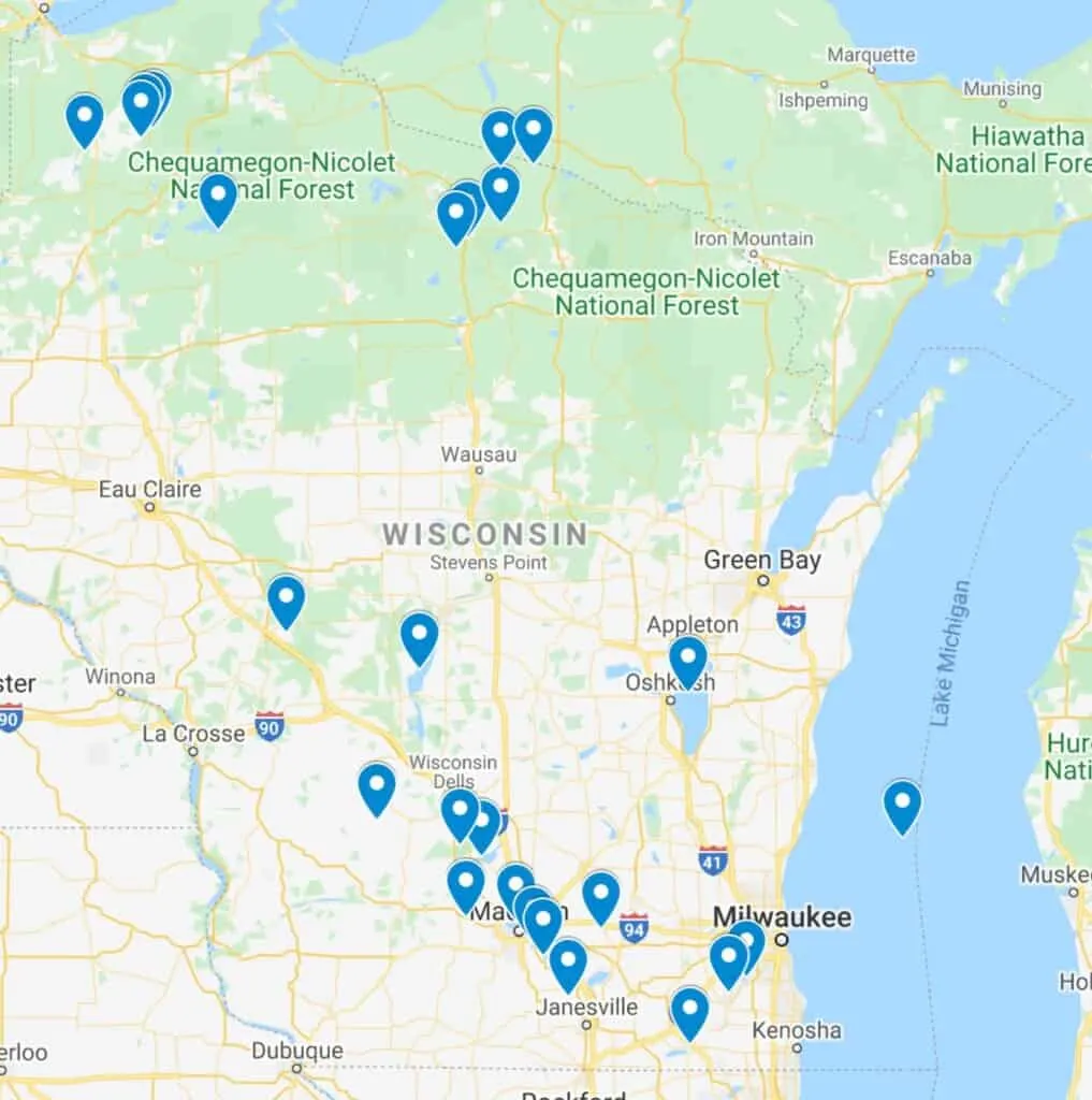 best lakes in wisconsin map