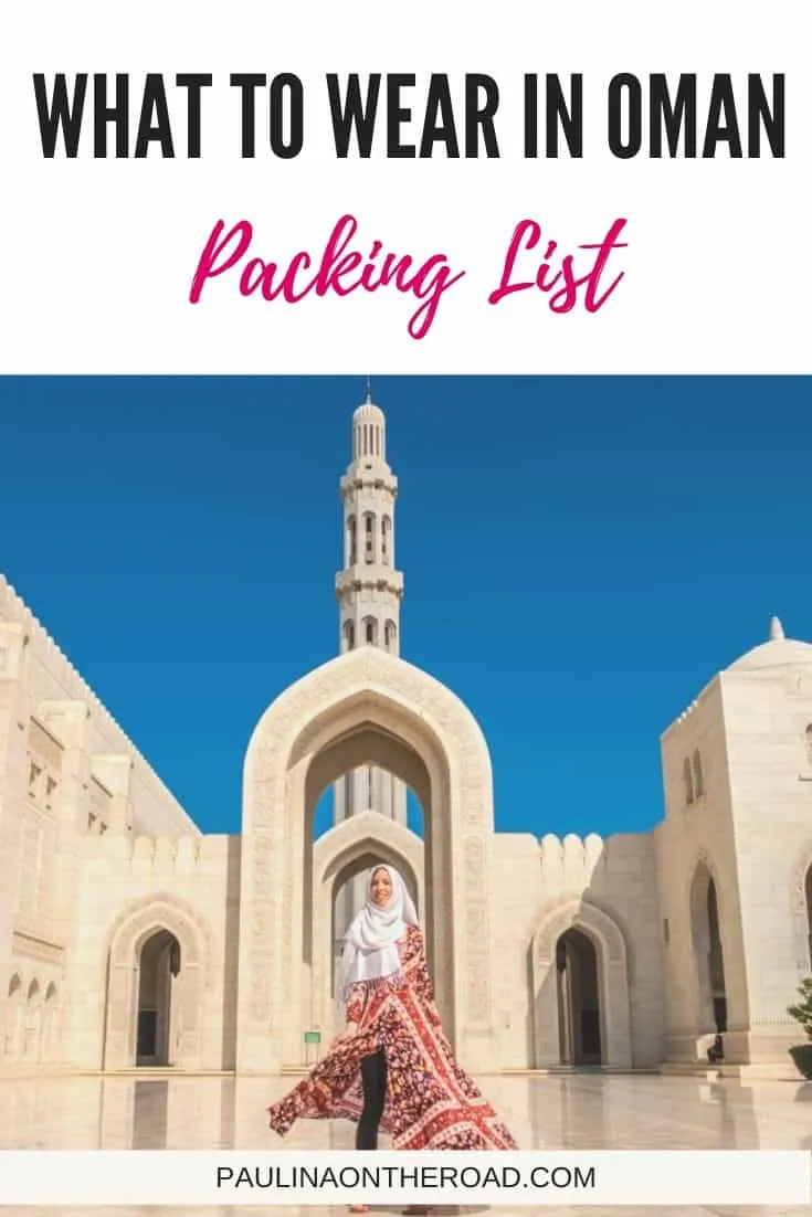 Are you wondering what to pack for Oman? This complete Oman packing list gives an insight on the traditional Oman dress, what to wear in Oman and how to dress in a conservative country. #oman #middleeast #muscat# packinglist #omanpackinglist #visitoman #middleeasterntravel #whattowear #whattopack #middleeastpackinglist #conservativecountry