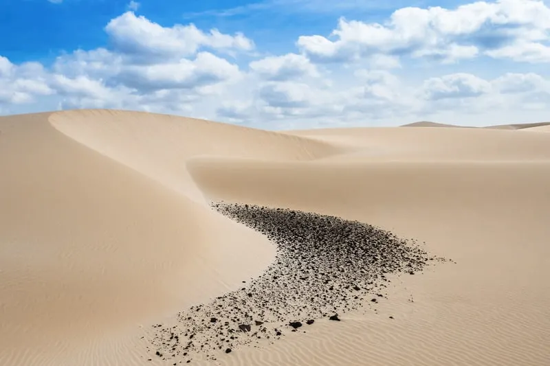 Sand dunes in the Viana Desert on a bright day