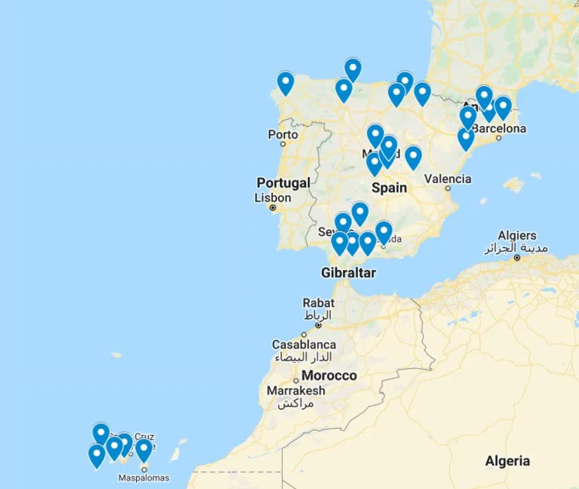 map of paradores in spain