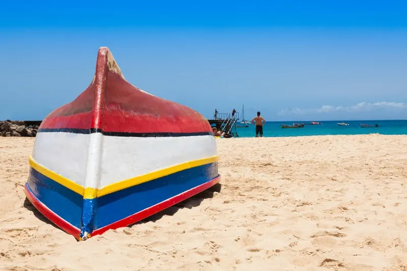 Fisher boat in Santa Maria beach in Sal Cape Verde - Cabo Verde, sal holidays, sal vacation, sustainable holidays in sal, cape verde