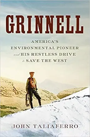 Grinnell book cover with an old man looking from a far in a mountain