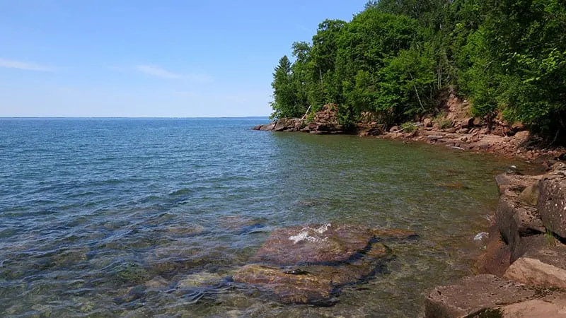 Best lake Beaches in Wisconsin, best lake view of Big Bay Beach at Town Park, Madeline Island.