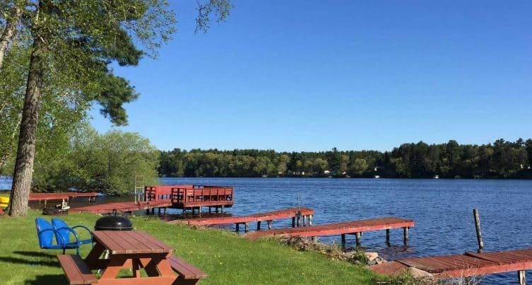 Best Resorts in Northern Wisconsin, Natural environment with lake front view of Rainbow’s End Resort