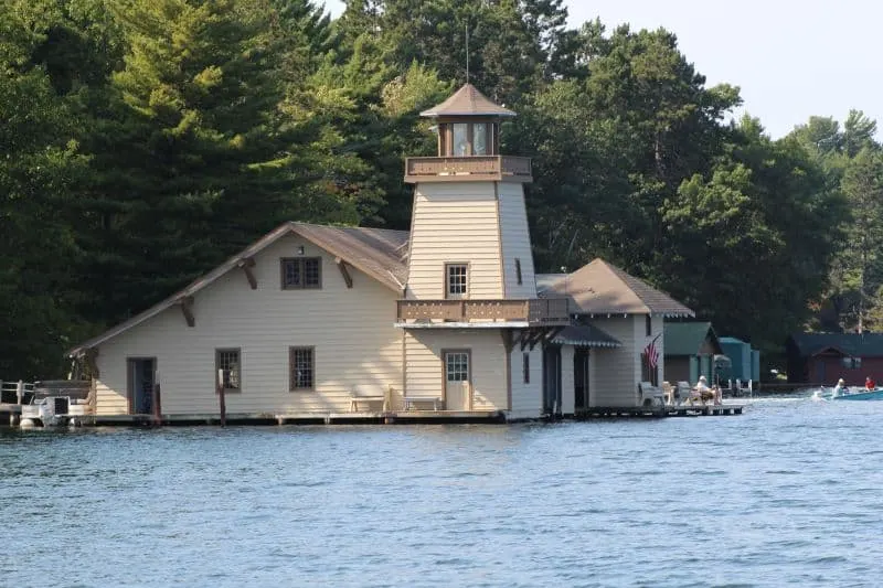 Best Resorts in Minocqua, build resting on stilts above lake with deck over lake