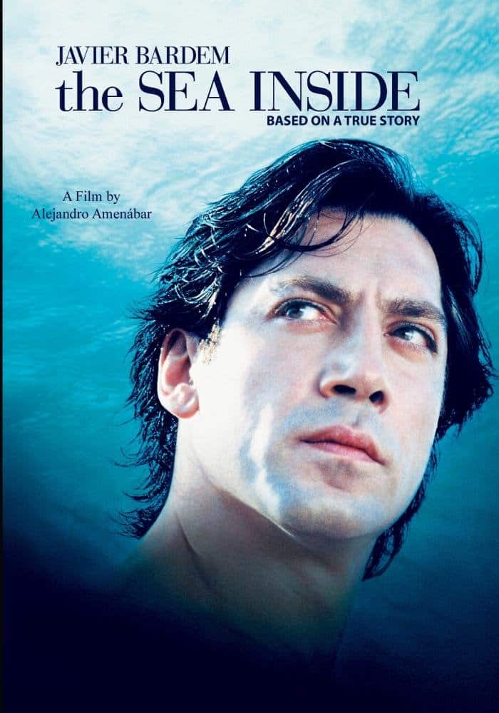 a dvd cover of the sea inside with a closeup of a man's face looking up